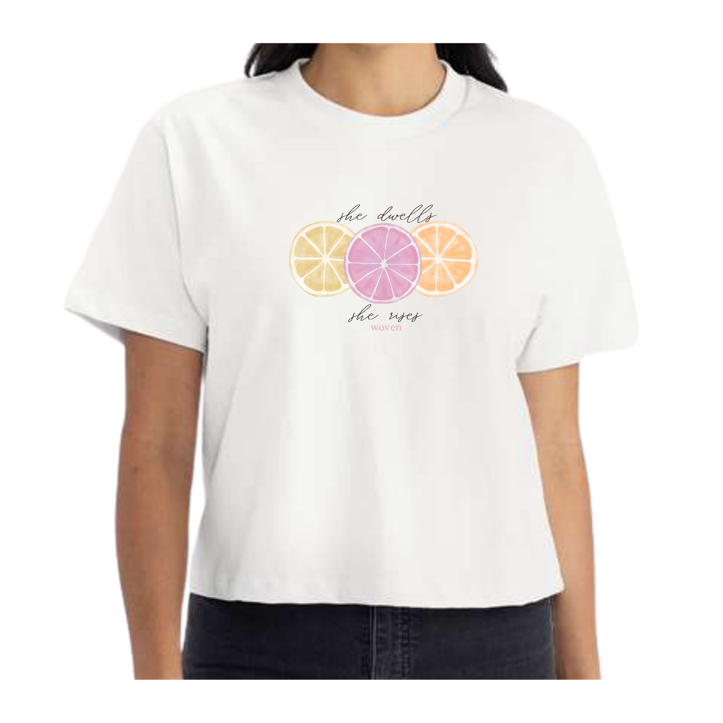 She dwells, She rises Citrus Bloom Crop Tee