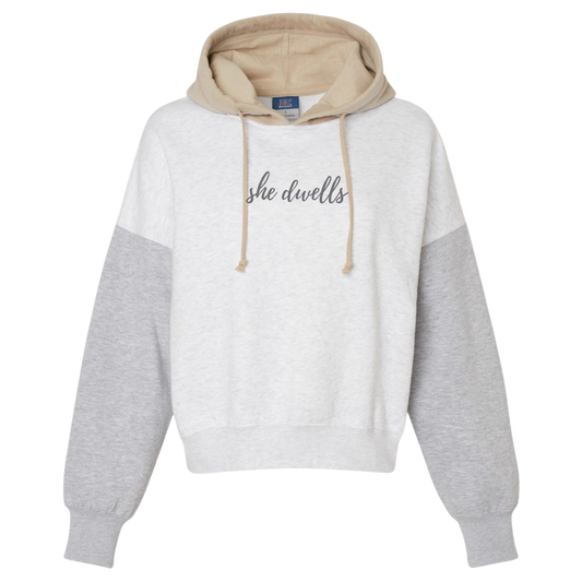 She Dwells Tri-color Cropped Hoodie