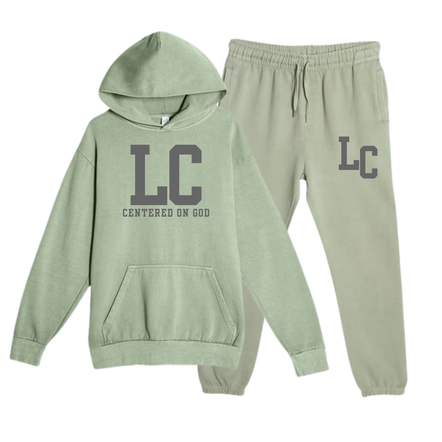 LC Centered on God Matching Fleece Hoodie and Joggers - Sage (sold separately)