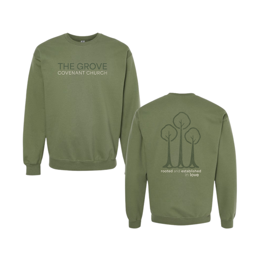 Rooted in Love Crewneck – The Grove Covenant Church | Gildan Softstyle Midweight
