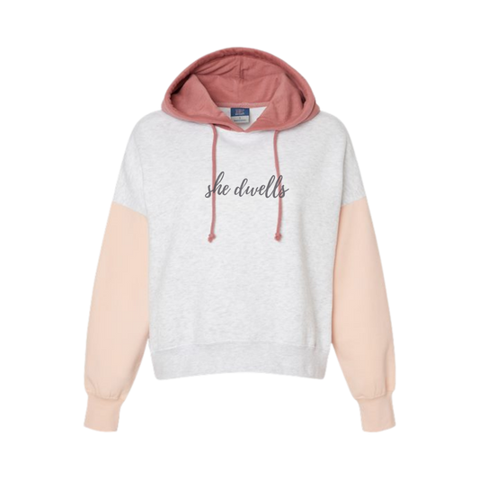 She Dwells Tri-color Cropped Hoodie