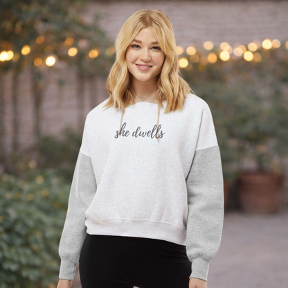She Dwells Tri-color Cropped Hoodie