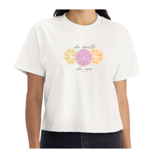 She dwells, She rises Citrus Bloom Crop Tee