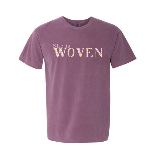 She is WOVEN Tee – Comfort Colors Graphic Tee