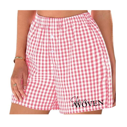 She is WOVEN Gingham Lounge Shorts