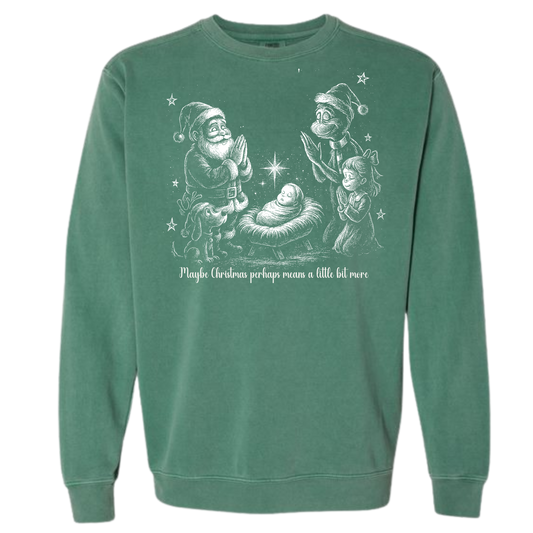 A Little Bit More’ Nativity Scene Sweatshirt – Vintage Christmas