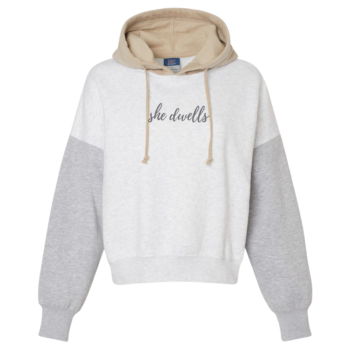 She Dwells Tri-color Cropped Hoodie