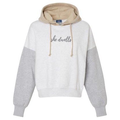 She Dwells Tri-color Cropped Hoodie