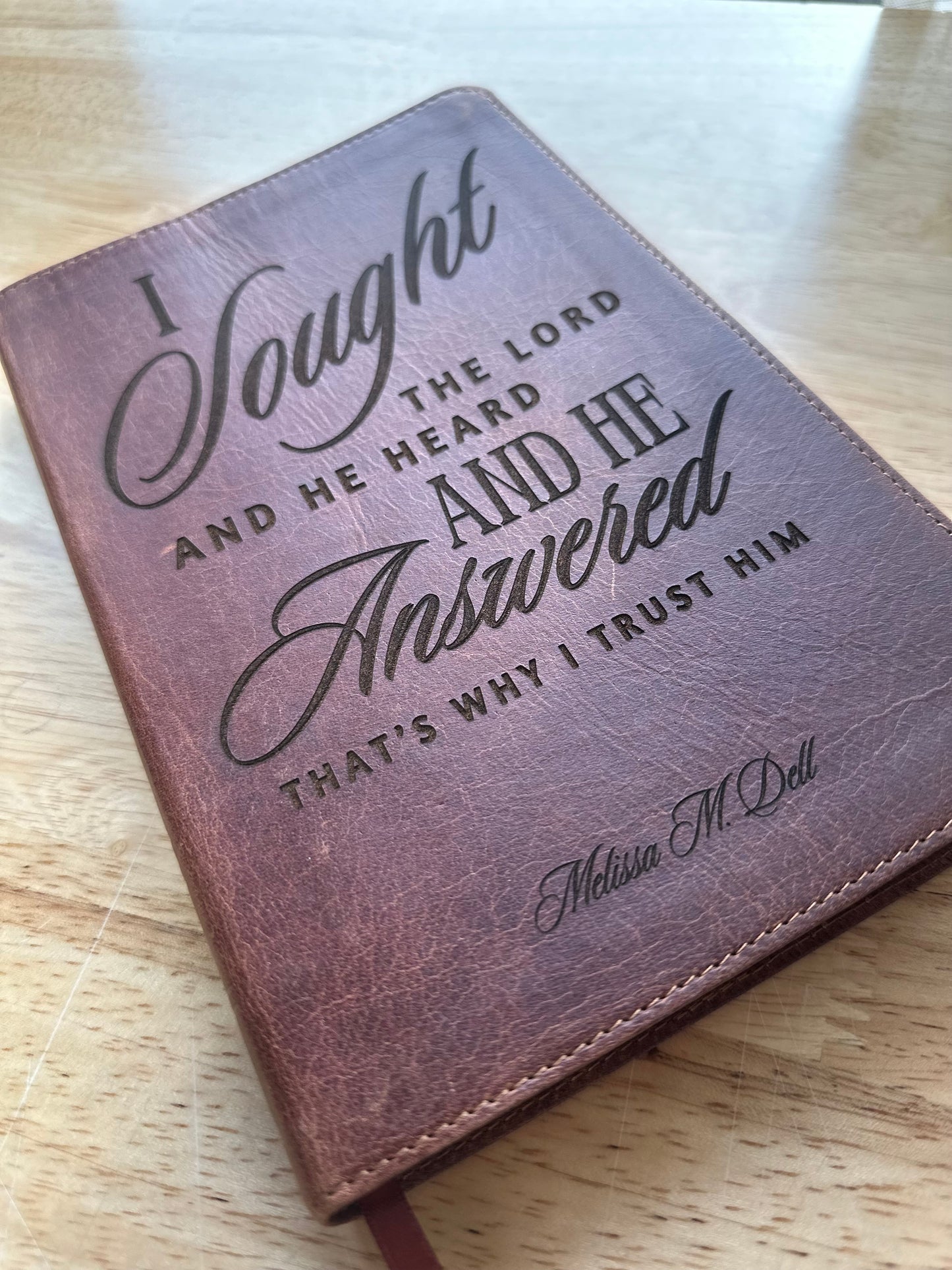 Personalized Laser Engraved Leather CSB Thinline Bible - I Sought the Lord...