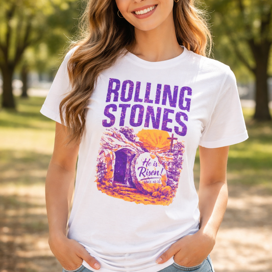 Rolling Stones “He Is Risen” Tee – Vintage Easter Graphic