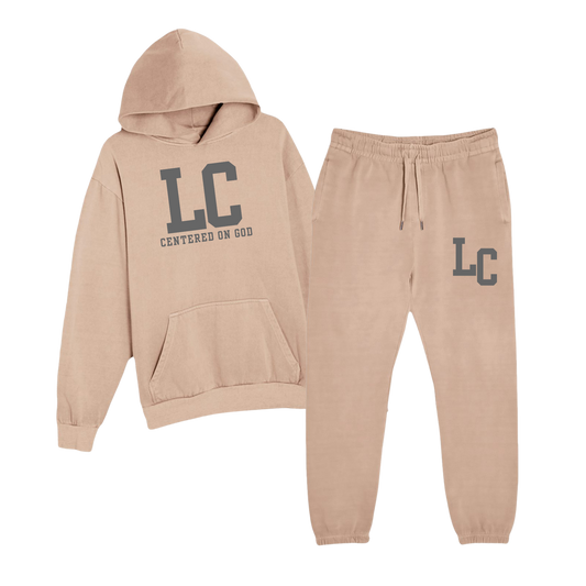LC Centered on God Matching Fleece Hoodie and Joggers - Tan (sold separately)