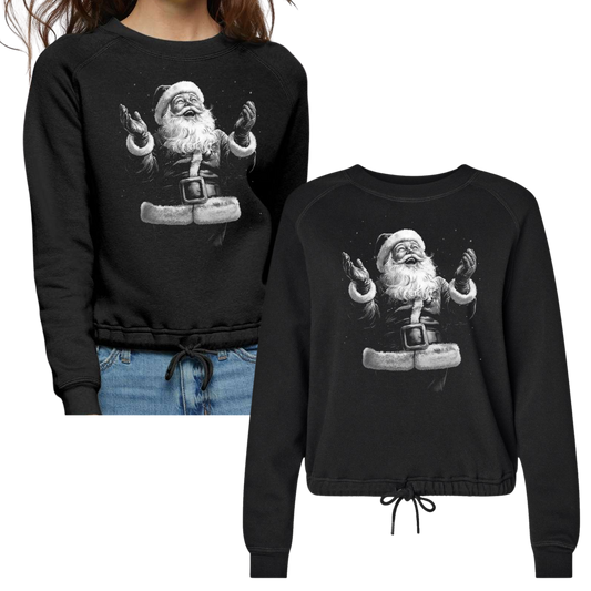 Jolly Old St Nick Black Drawsting Crewneck
