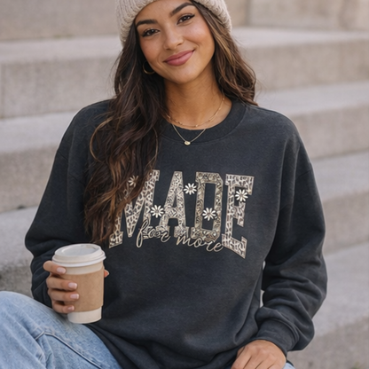 Made For More Washed Crewneck – Leopard Floral Faith Sweatshirt