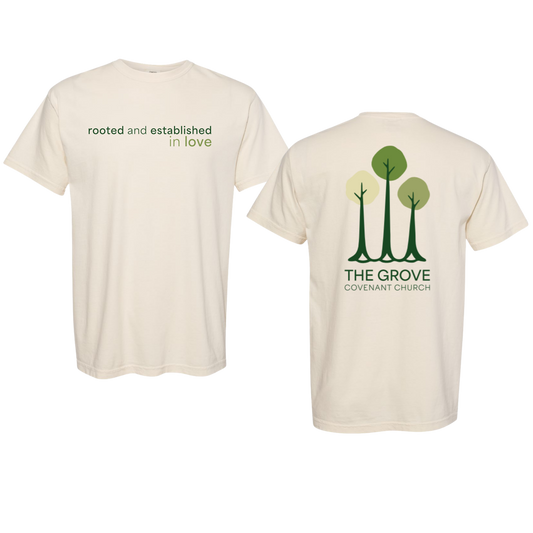 Comfort Colors® Rooted & Established in Love Christian T-Shirt | Ephesians 3:17 Faith Tee